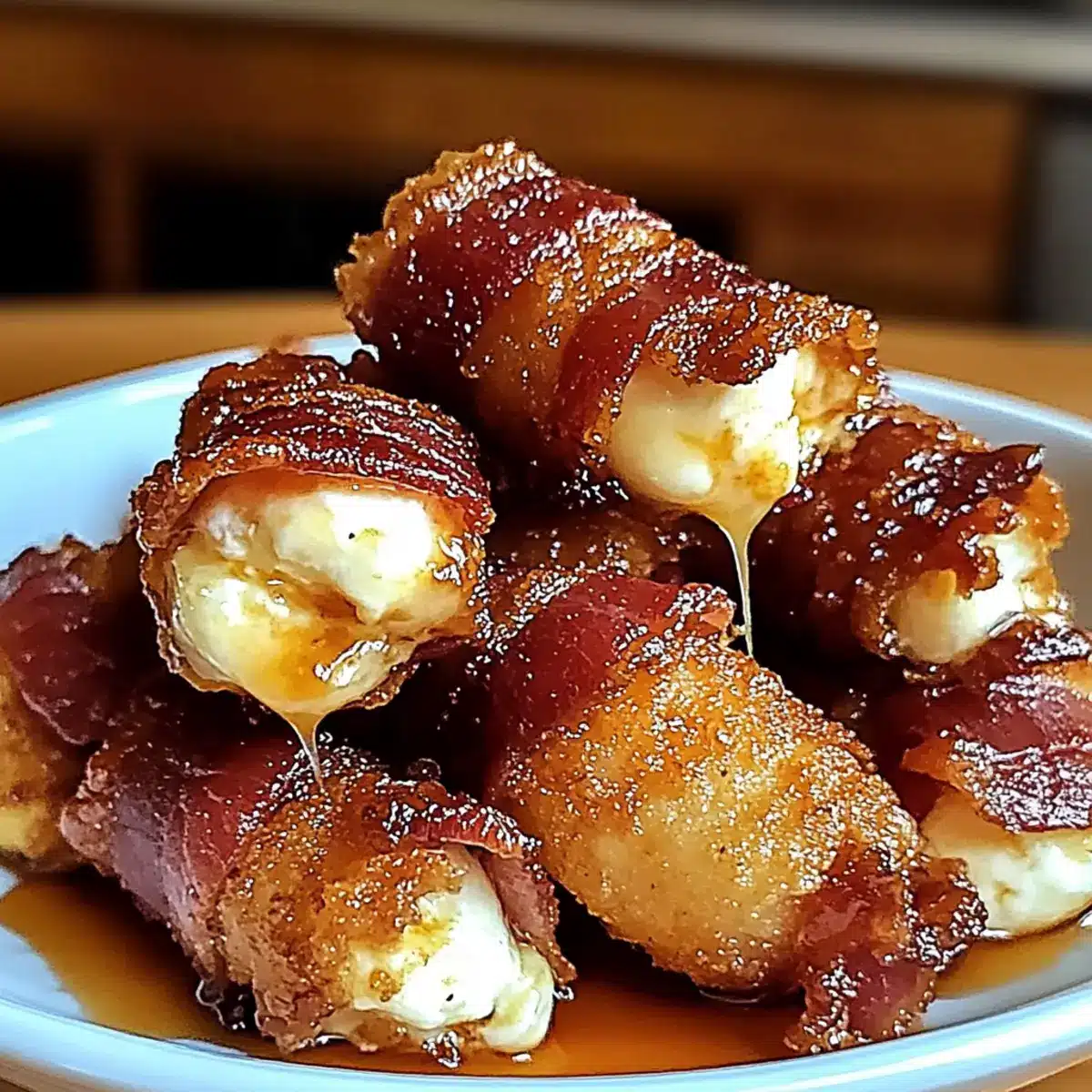 Crispy Bacon Mozzarella Poppers with Glaze
