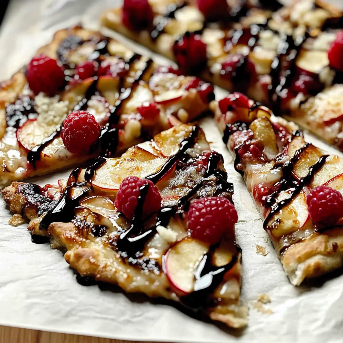Raspberry, Apple, Gruyere Pizza with a Balsamic Glaze