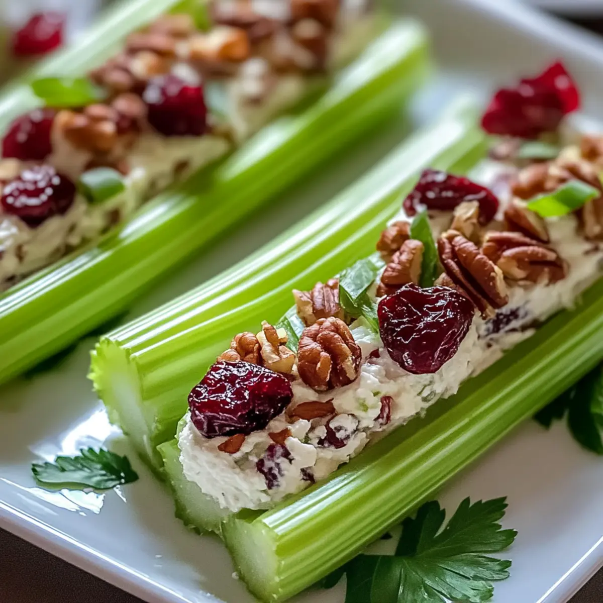 Cranberry Pecan Cream Cheese Stuffed Celery