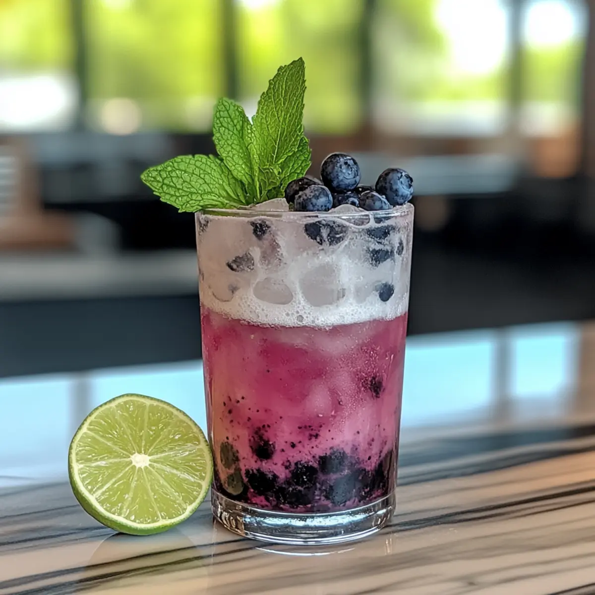 Blueberry Lavender Mojito Mocktail