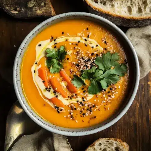Spicy Sesame Carrot Soup with Red Lentils