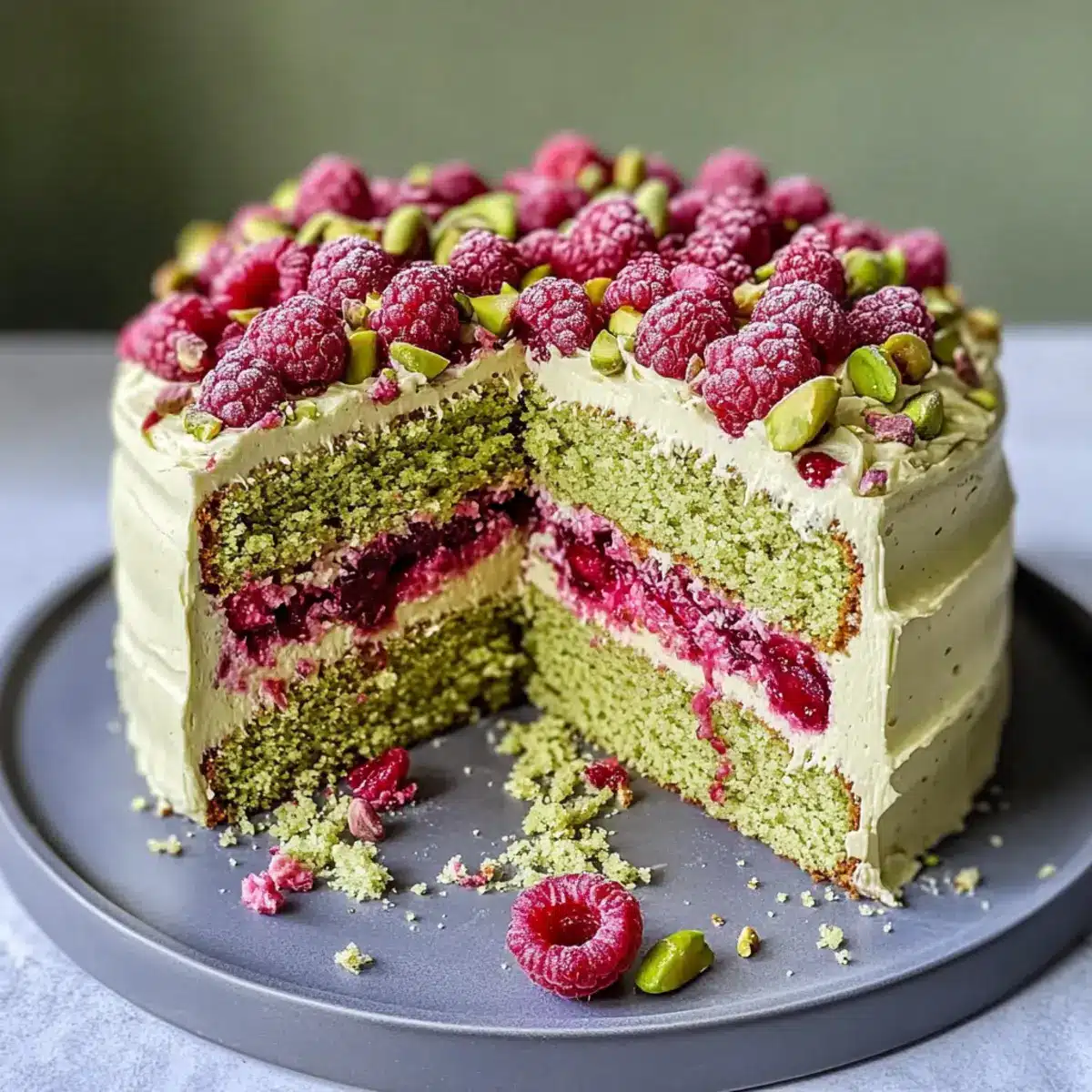 Pistachio Raspberry Cake
