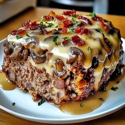 Bacon Mushroom Swiss Cheese Meatloaf