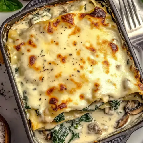 White Lasagna with Spinach and Mushrooms