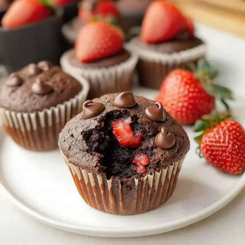 Double Chocolate Strawberry Muffins