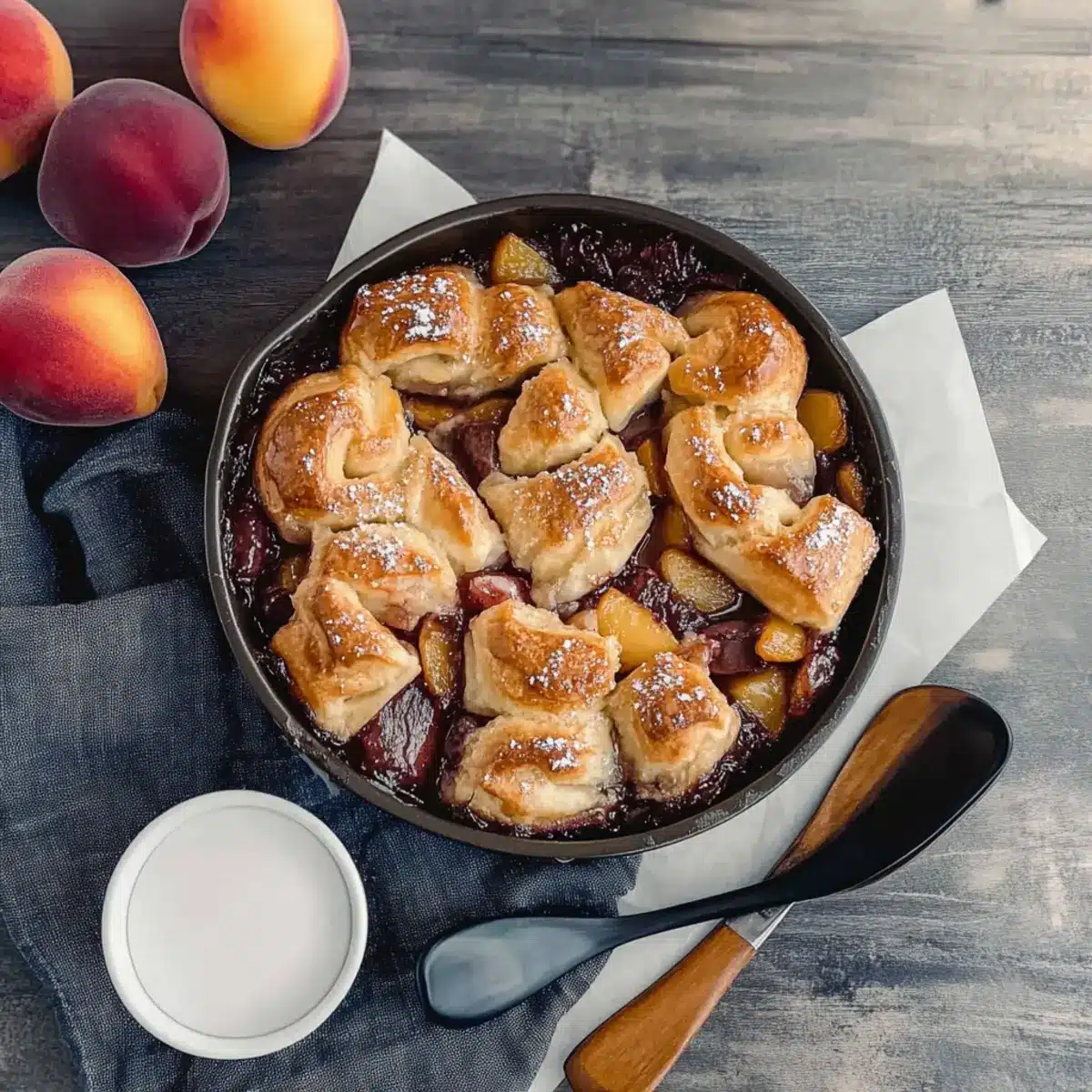 Cinnamon Roll Peach Cobbler