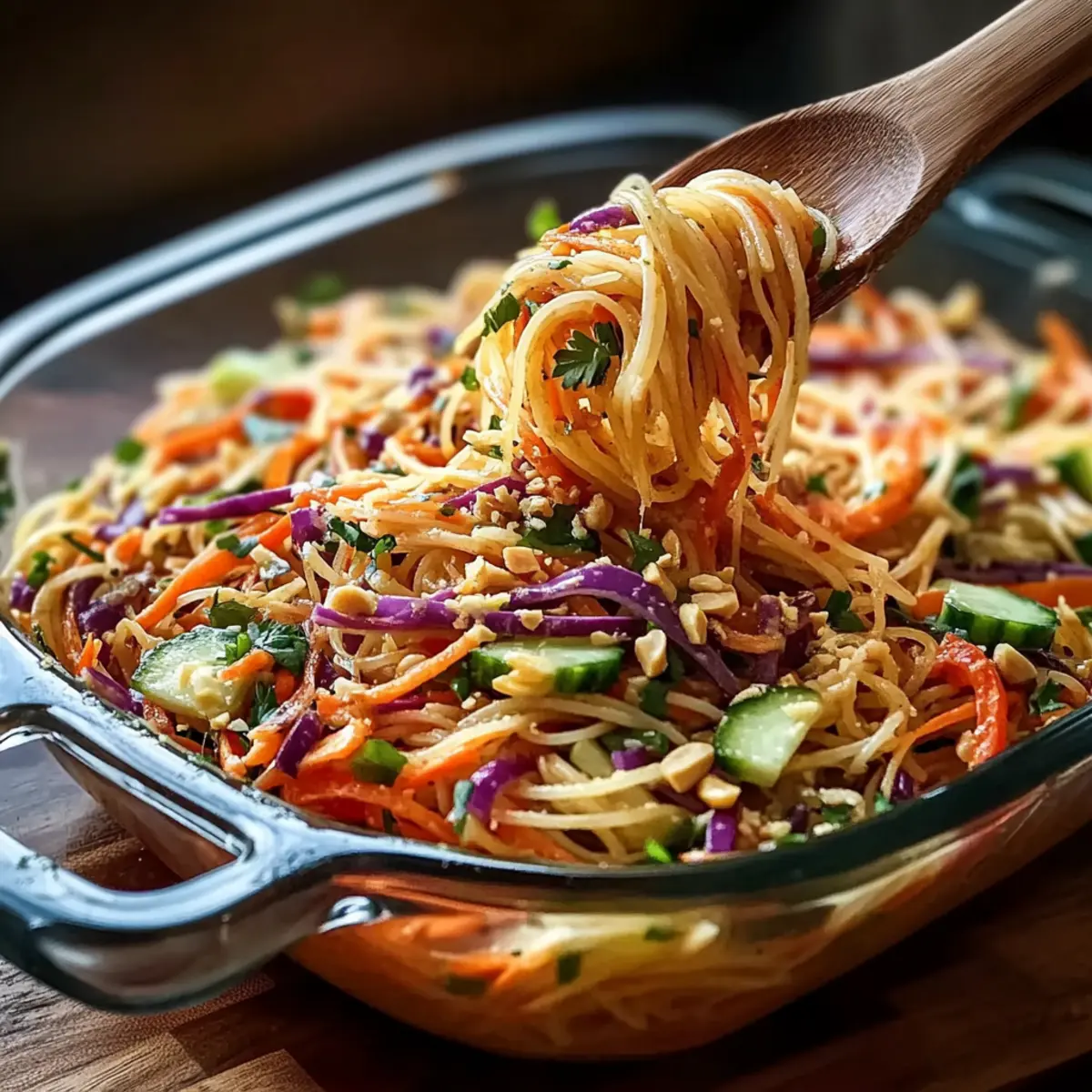 Thai spaghetti salad with peanut sauce