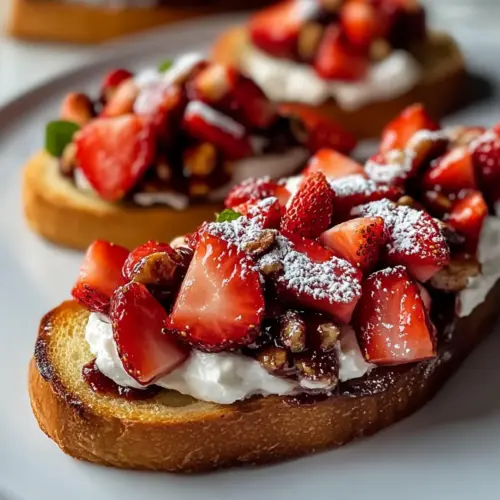 Crispy Strawberry Dessert Bruschetta