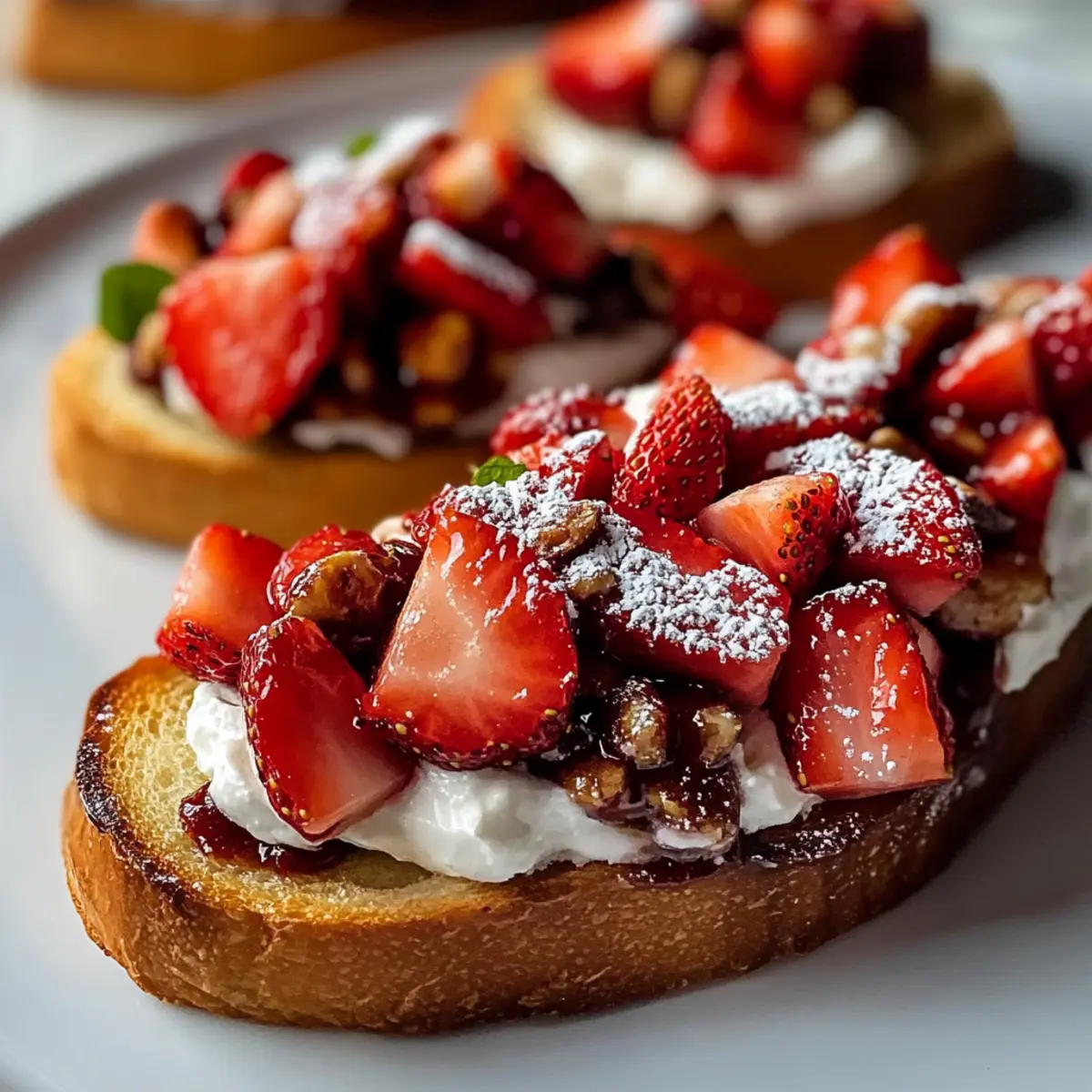 Crispy Strawberry Dessert Bruschetta