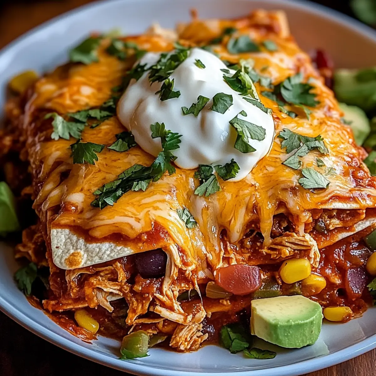 Shredded Chicken Enchilada Casserole