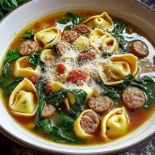 Sausage Tortellini Soup with Spinach