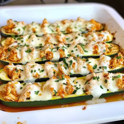 Buffalo Chicken Zucchini Boats