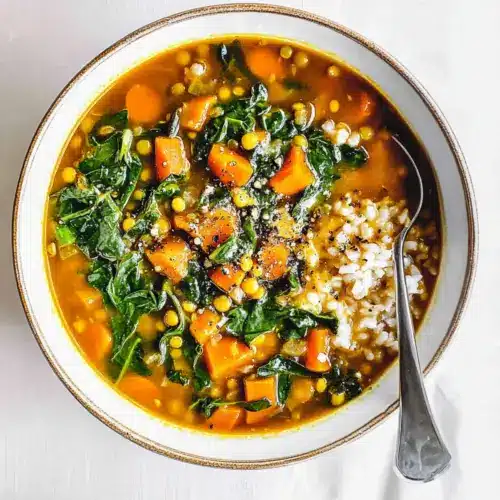 Carrot, Red Lentil, and Spinach Soup