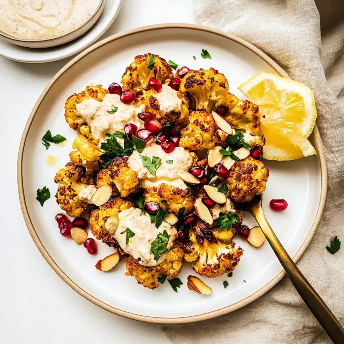 Roasted Cauliflower With Tahini Sauce